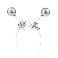 Diadeem met zilverkleurige glitterbollen - thumbnail