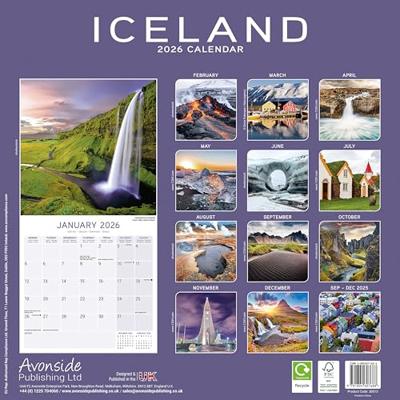 Iceland Calendar 2026 Square Travel Wall Calendar - 16 Month