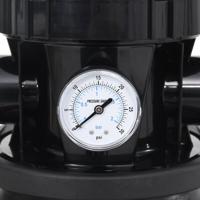 VidaXL Zwembadzandfilter met 6-voudig ventiel zwart - thumbnail