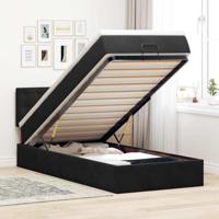 Ottoman bed met matras 100x200 cm fluweel zwart - thumbnail