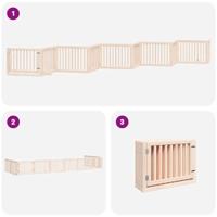 Hondenhek inklapbaar met deur 10 panelen 800 cm populierenhout - thumbnail