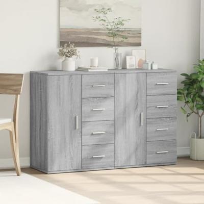Dressoirs 2 st 59x39x80 cm bewerkt hout grijs sonoma