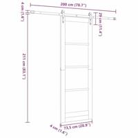 Schuifdeur met hardware set 73,5x211 cm van massief grenenhout - thumbnail