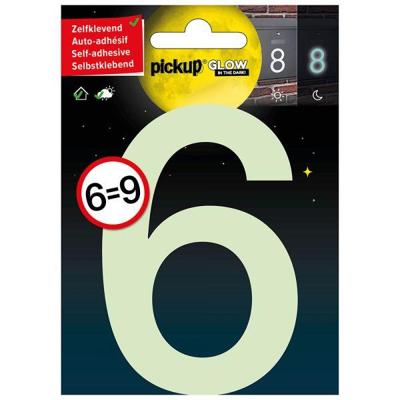 Glow in the dark Nummer 6=9 - 100 mm zelfklevend. Glow in the dark Nummer 6=9 - 100 mm zelfklevend.