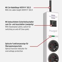 Brennenstuhl Hugo 19.500A Stekkerdoos met Overspanningsbeveiliging 4-voudig 2m H05VV-F 3G1,5 1150610324 - thumbnail