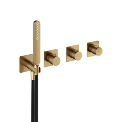 Hotbath Gal - Afbouwdeel voor Inbouw Douchethermostaat - 2 Stopkranen - Geborsteld Messing Pvd - V02