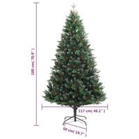 Kunstkerstboom met scharnieren en rode bessen 180 cm - thumbnail