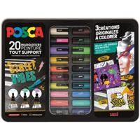 Posca paintmarkers, metalen doos van 20 stuks, assorti, ontwerp Street Vibes - thumbnail
