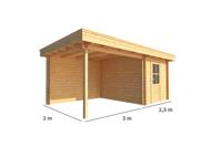 Blokhut, tuinhuisje met overkapping Lisa-Charlie 550 cm bij 300 cm diep plat dak 5 Warentuin Collection - Warentuin collection - thumbnail