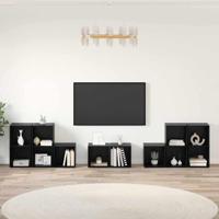 TV-kast set 8 pcs Zwart Eiken 37 x 35 x 72 cm Bewerkt hout - thumbnail
