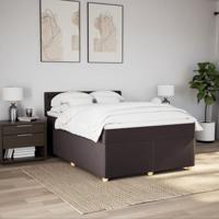 Boxspring met matras stof donkerbruin 140x200 cm - thumbnail