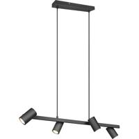 LED Hanglamp - Trion Milona - GU10 Fitting - 4-lichts - Rond - Mat Zwart - Aluminium - thumbnail