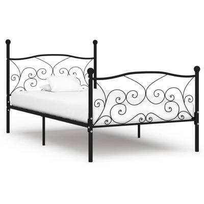 Bedframe met lattenbodem metaal zwart 90x200 cm Bedframe met lattenbodem metaal zwart 90x200 cm