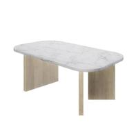 Ovale salontafel - QUARTZ - Wit marmereffect - Dikke eikenhouten poten - 105 x 58 x 39 cm - DIAGONE - thumbnail