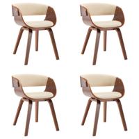 Eetkamerstoelen 4 st gebogen hout en kunstleer crèmekleurig - thumbnail