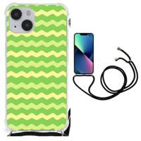 iPhone 14 Plus Doorzichtige Silicone Hoesje Waves Green - thumbnail