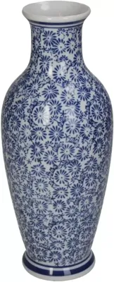 Kersten vaas porselein dutch delight 10x26cm blauw