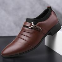 Mannen instellen Business jurk schoenen PU lederen puntige teen Oxford schoenen grootte: 48 (bruin fluweel voering) - thumbnail
