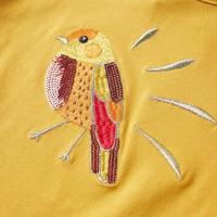 Kindershirt met lange mouwen vogelprint 116 donker okerkleurig - thumbnail