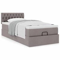 Bed met matras 100x200 cm stof taupe - thumbnail