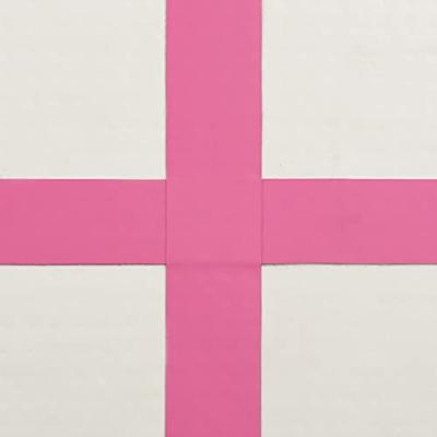 Gymnastiekmat met pomp opblaasbaar 400x100x20 cm PVC roze - thumbnail