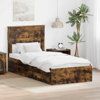 Bedframe Gerookt Eiken en Zilver 75 x 190 cm Bewerkt hout - thumbnail