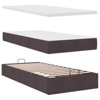 Ottoman bed met matras en LED's 100x200cm stof donkerbruin - thumbnail