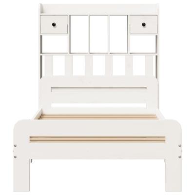 Bed met boekenkast zonder matras grenenhout wit 150x200 cm - thumbnail