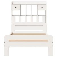 Bed met boekenkast zonder matras grenenhout wit 140x190 cm - thumbnail