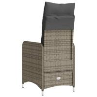 Tuinstoelen 2 st verstelbaar met kussens poly rattan grijs - thumbnail