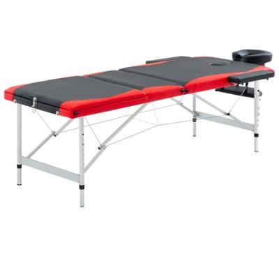 VidaXL Massagetafel inklapbaar 3 zones aluminium zwart en rood VidaXL Massagetafel inklapbaar 3 zones aluminium zwart en rood