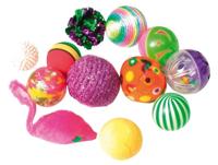 Zolux kattenspeelgoed fancy gekleurde ballen assorti - thumbnail