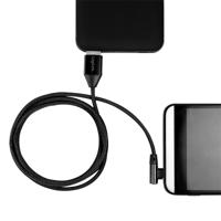 USB 2.0 aansluitkabel, USB (type A) naar USB (type C) hoek 90°, zwart, 0,3m - thumbnail