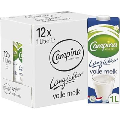 Campina langlekker volle melk pak 1ltr | 12 stuks Campina langlekker volle melk pak 1ltr | 12 stuks