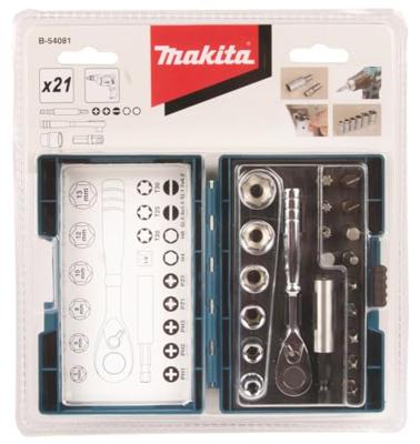 Makita B-54081 B-54081 Dopsleutelset 1/4 21-delig