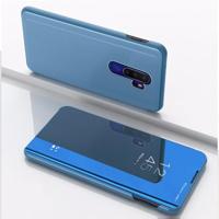 Voor OPPO A9 2020/A5 2020 vergulde spiegel horizontaal Flip leder met standaard mobiele telefoon holster (blauw) - thumbnail