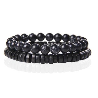 Memphis Stacked Armband - Hout & Howliet Zwart-19cm Memphis Stacked Armband - Hout & Howliet Zwart-19cm