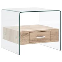 Salontafel met lade 50x50x45 cm gehard glas - thumbnail