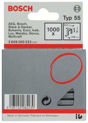 Bosch Accessories 2609200223 Nieten met smalle rug Type 55 1000 stuk(s) Afm. (l x b) 18 mm x 6 mm Bosch Accessories 2609200223 Nieten met smalle rug Type 55 1000 stuk(s) Afm. (l x b) 18 mm x 6 mm
