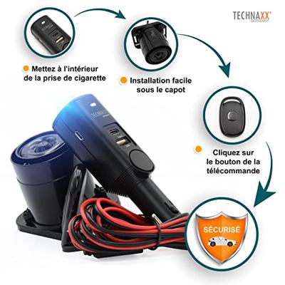 Technaxx TX-168 Auto-alarmsysteem Incl. afstandsbediening, Binnenbewaking, Geïntegreerde LED (knipperend), Geïntegreerde accu, Mobiel inzetbaar,