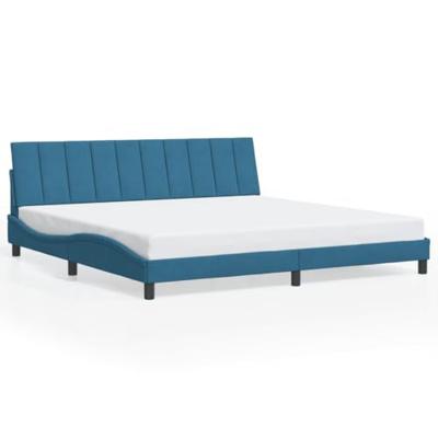 Bedframe met LED zonder matras "Hanko" fluweel blauw 200x200 cm
