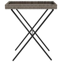 Dienbladtafel inklapbaar 65x40x75 cm poly rattan grijs - thumbnail