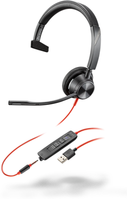 Blackwire 3315-M - USB Headset - mono - op oor - met bekabeling - USB-A, 3,5 mm-stekker - voor Microsoft Teams Blackwire 3315-M - USB Headset - mono - op oor - met bekabeling - USB-A, 3,5 mm-stekker - voor Microsoft Teams