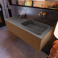 Badkamermeubelset Mondiaz Erin 120 cm met 1 Lade met RIDGE Wastafel Rechts Dark grey Zonder Kraangaten Greeploos Mat Rust - thumbnail