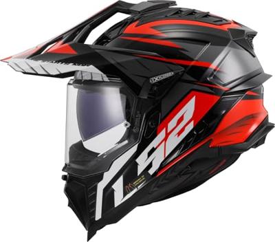 LS2 endurohelm "mx701 explorer spire", binnenvoering, rescue wangkussentjes, micrometrische sluiting, verwijderbare helmtop, voorbereiding voor helmcommunicatie, pinlock 70 maxvision™. helmet mx701 explorer spire xl bl./grey/red