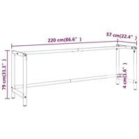 Werkbankframe 220x57x79 cm metaal matzwart en matrood - thumbnail