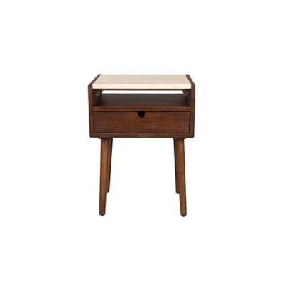 Dutchbone Nachtkastje 'Arda' Walnoot en travertin, Met 1 lade