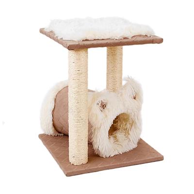 Nobleza Kattenmeubel met holletje en plateau - Wit fluffy - 49 cm