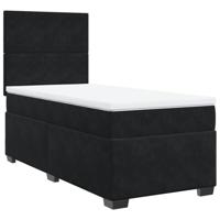 Boxspring met matras fluweel zwart 140x190 cm - thumbnail