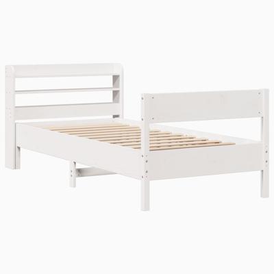 Bedframe zonder matras massief grenenhout wit 140x190 cm - thumbnail